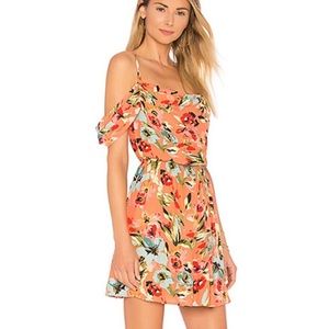 Privacy Please Orange Floral Off the Shoulder Dress
